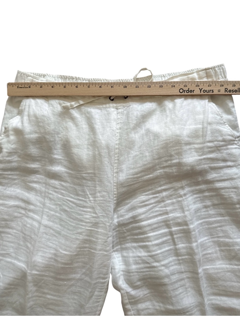Vince Camuto Linen Wide-Leg Pants White XL Pull On Drawstring Lagenlook Boho - Picture 8 of 12
